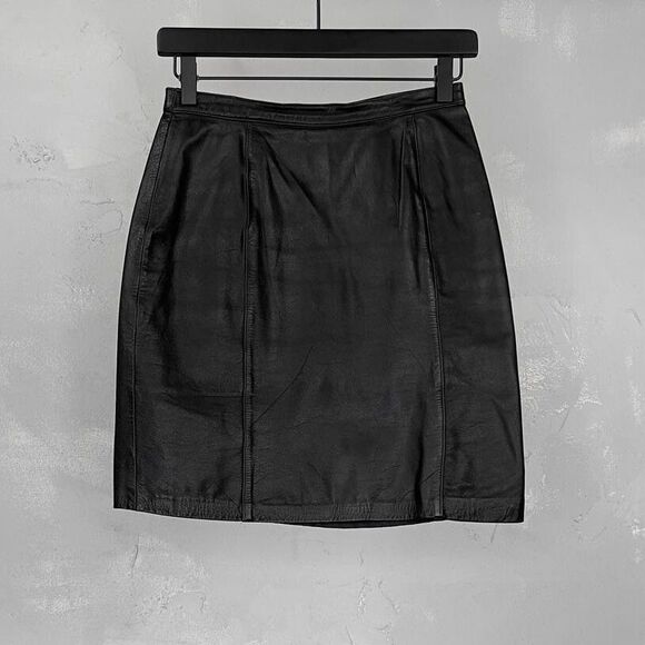 Vintage 80s-90s Concepts Genuine Leather Midi Pencil Skirt Fits 25 Inch Waist - Picture 1 of 5